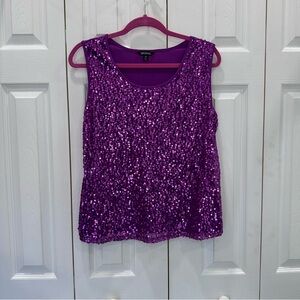 George Sparkling Purple Sequin Tank Top